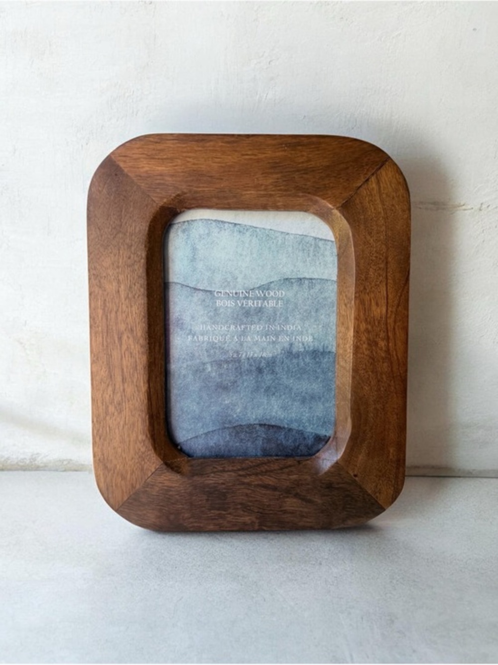 Handcrafted Solid Wood Photo Frame - Brown 5”x7” rustic wooden frame